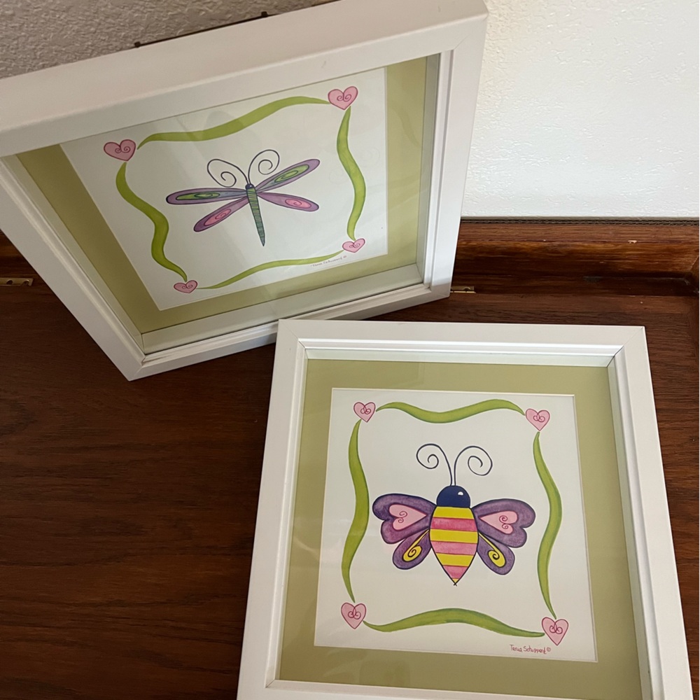 Set of 2 Tania Schuppert Love bugs Framed Prints - Picture 1 of 2